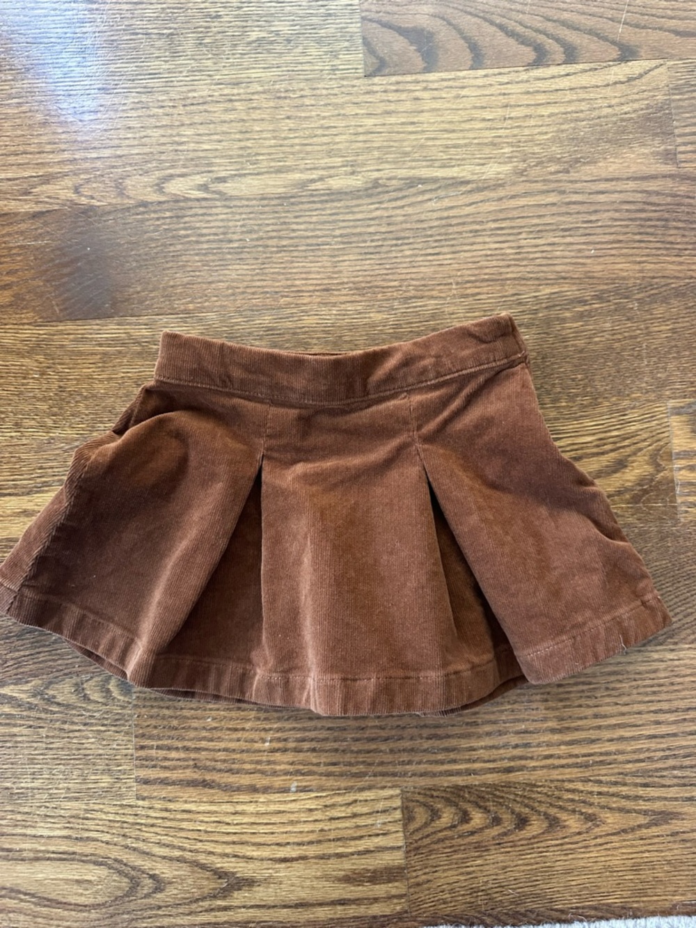 Crewcuts Brown Corduroy Pleated Skirt with Pink Button Tabs